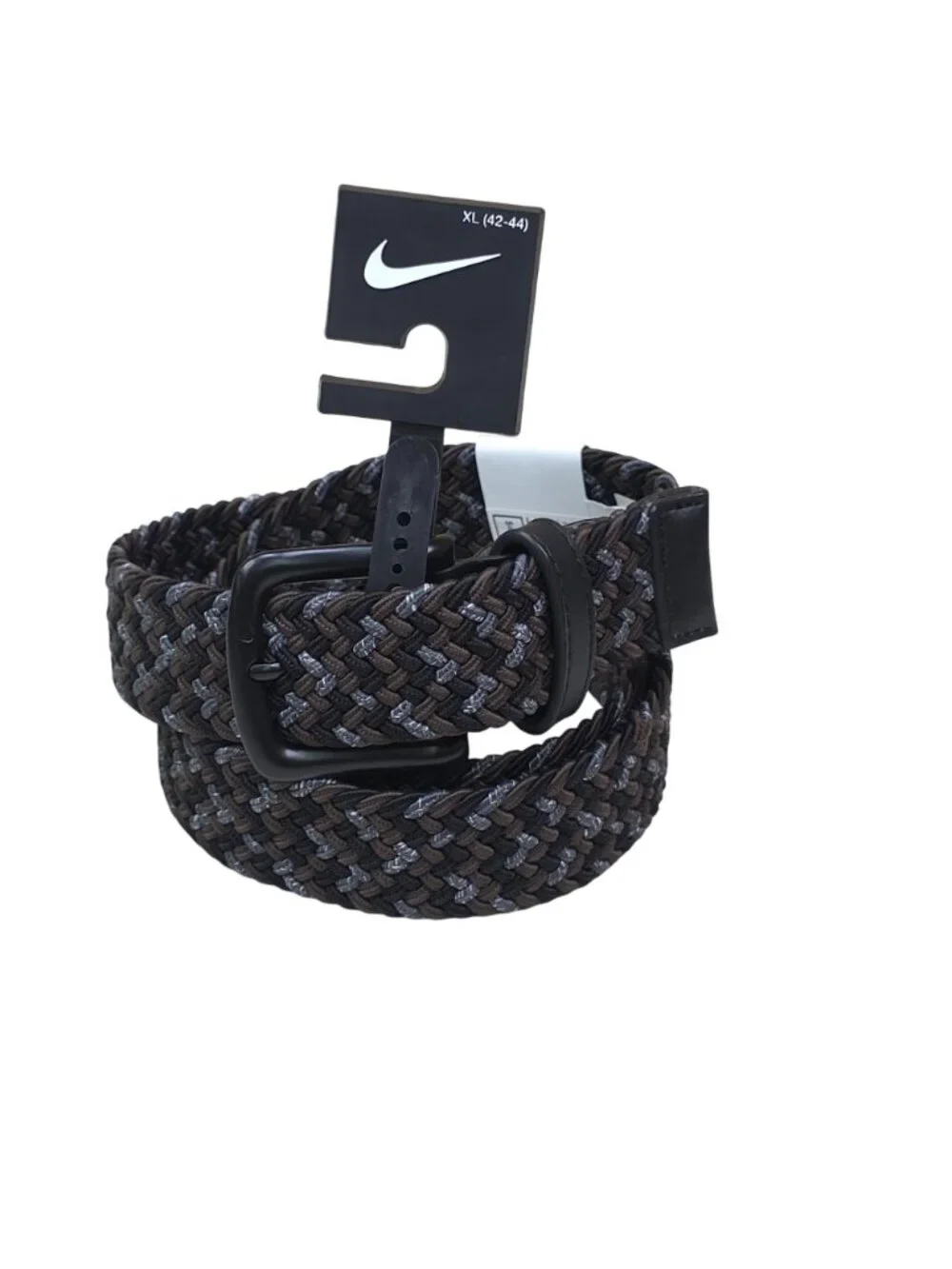 Nike Braided Woven Stretch Golf Belt XL 42-44 Metal Buckle Brown/Black/Gray